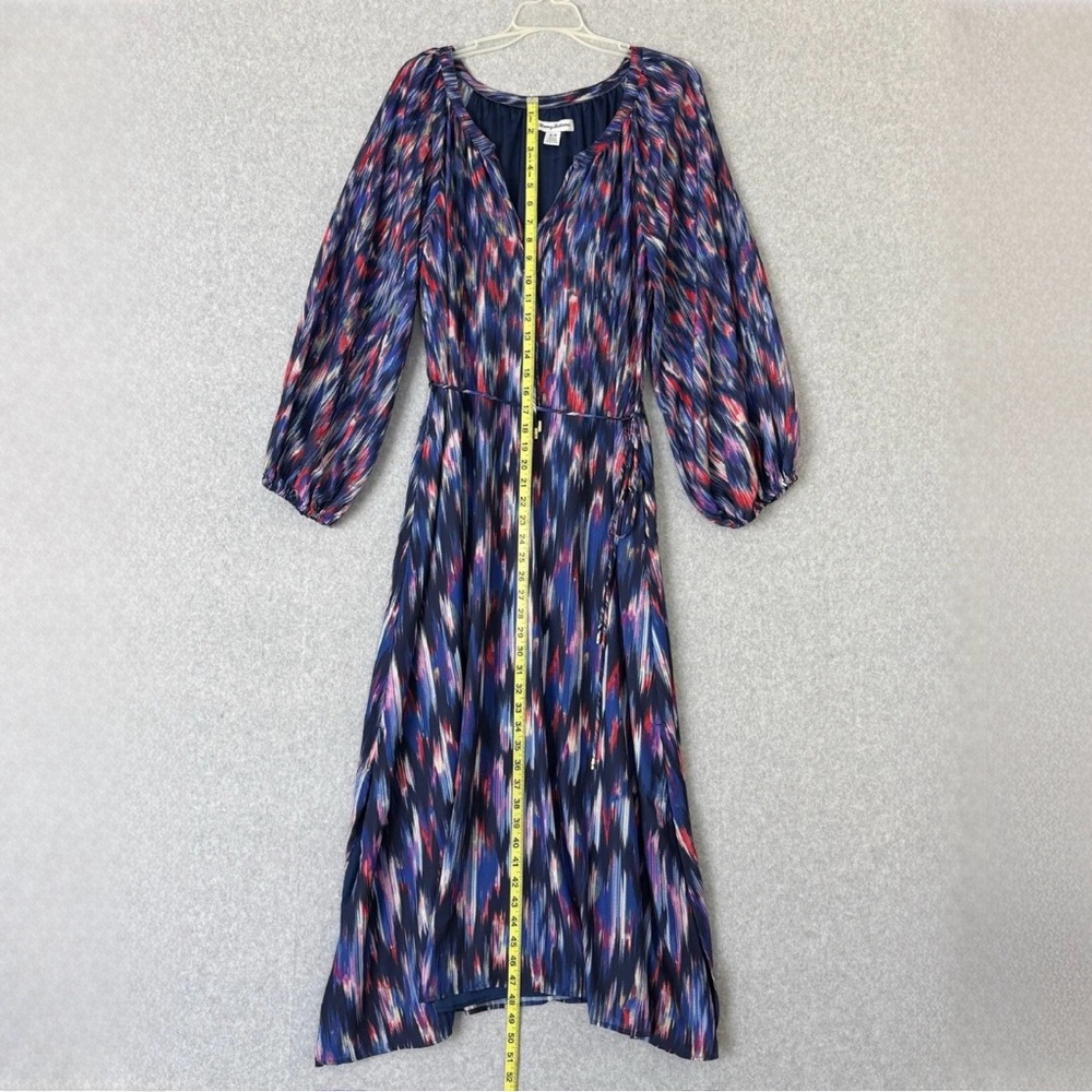 Tommy Bahama Long Sleeve Midi Dress Womens Size Medium Blue Purple Resort Boho - Picture 14 of 15